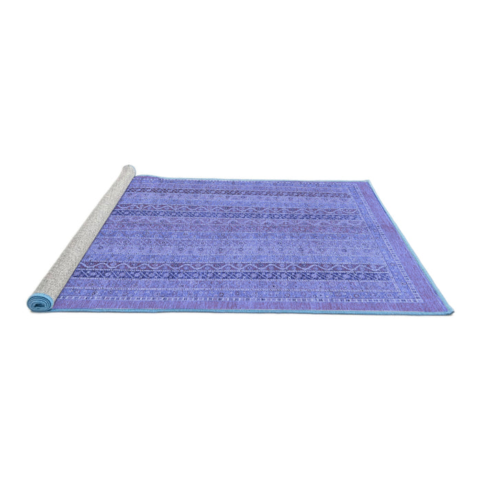 Sideview of Machine Washable Abstract Blue Modern Rug, wshabs2698blu