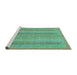 Sideview of Machine Washable Abstract Turquoise Modern Area Rugs, wshabs2698turq