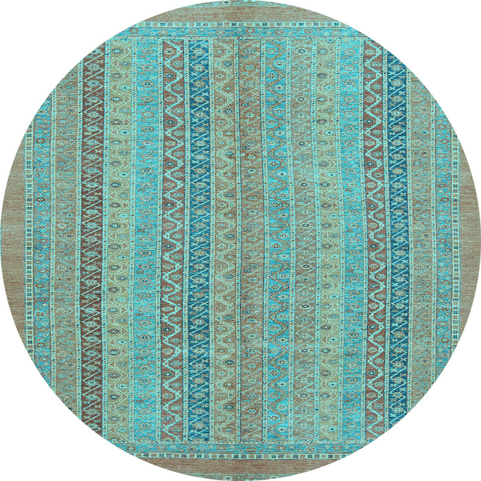 Round Machine Washable Abstract Light Blue Modern Rug, wshabs2698lblu