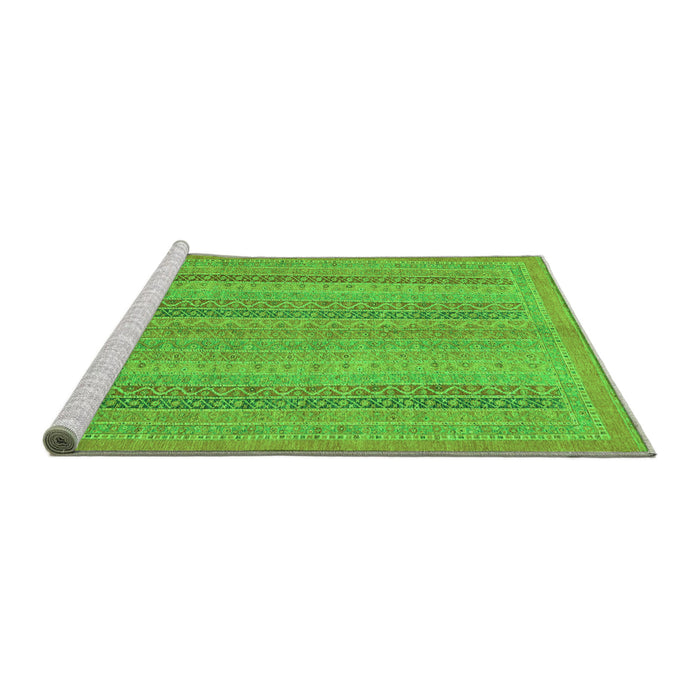 Sideview of Machine Washable Abstract Green Modern Area Rugs, wshabs2698grn