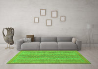 Machine Washable Abstract Green Modern Rug, wshabs2698grn