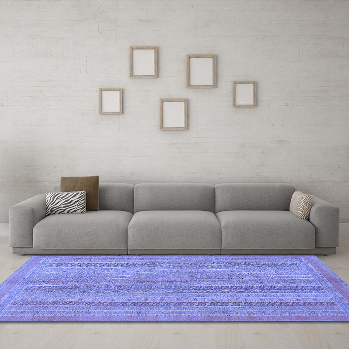 Machine Washable Abstract Blue Modern Rug in a Living Room, wshabs2698blu