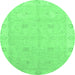 Round Oriental Emerald Green Traditional Rug, abs2699emgrn