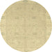 Round Abstract Mustard Yellow Oriental Rug, abs2699