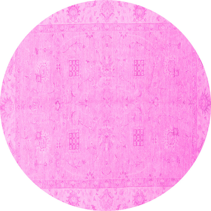 Round Machine Washable Oriental Pink Traditional Rug, wshabs2699pnk