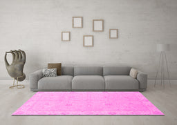 Machine Washable Oriental Pink Traditional Rug in a Living Room, wshabs2699pnk