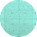 Round Oriental Light Blue Traditional Rug, abs2699lblu