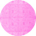 Round Oriental Pink Traditional Rug, abs2699pnk