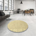 Round Abstract Mustard Yellow Oriental Rug in a Office, abs2699