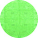 Round Oriental Green Traditional Rug, abs2699grn