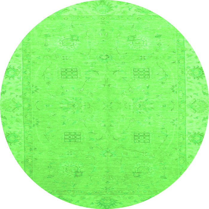 Round Machine Washable Oriental Green Traditional Area Rugs, wshabs2699grn