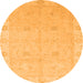 Round Machine Washable Oriental Orange Traditional Area Rugs, wshabs2699org