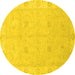 Round Oriental Yellow Traditional Rug, abs2699yw