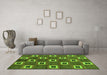 Machine Washable Oriental Green Modern Area Rugs in a Living Room,, wshabs269grn