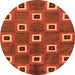 Round Machine Washable Oriental Orange Modern Area Rugs, wshabs269org