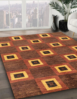 Machine Washable Abstract Tomato Red Rug in a Family Room, wshabs269