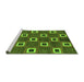 Sideview of Machine Washable Oriental Green Modern Area Rugs, wshabs269grn