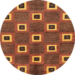 Round Machine Washable Abstract Tomato Red Rug, wshabs269
