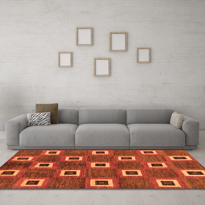 Machine Washable Oriental Orange Modern Area Rugs in a Living Room, wshabs269org