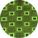 Round Machine Washable Oriental Green Modern Area Rugs, wshabs269grn