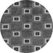 Round Machine Washable Oriental Gray Modern Rug, wshabs269gry