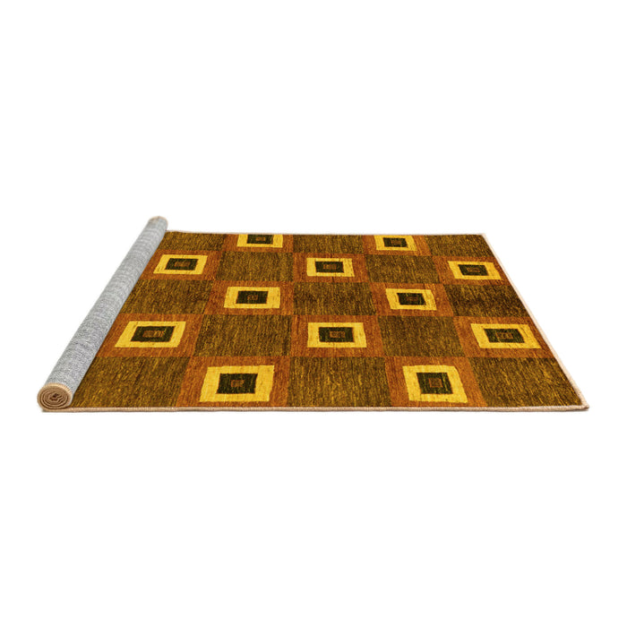 Sideview of Machine Washable Oriental Yellow Modern Rug, wshabs269yw