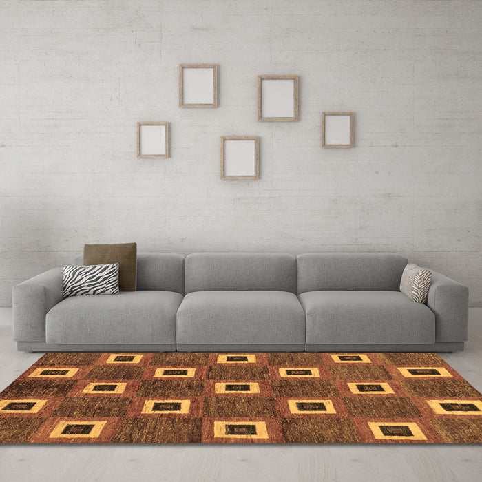 Machine Washable Oriental Brown Modern Rug in a Living Room,, wshabs269brn