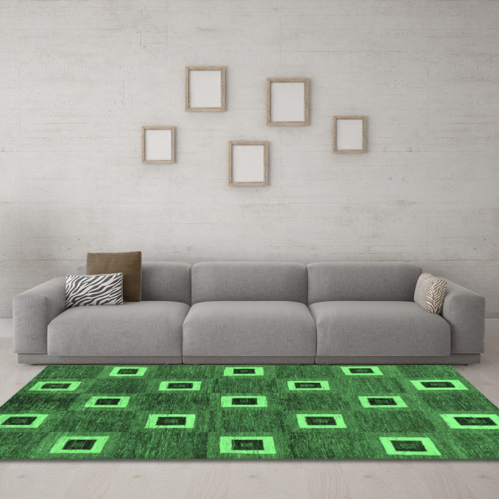 Machine Washable Oriental Emerald Green Modern Area Rugs in a Living Room,, wshabs269emgrn