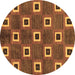 Round Machine Washable Oriental Brown Modern Rug, wshabs269brn