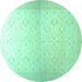 Round Oriental Turquoise Traditional Rug, abs26turq