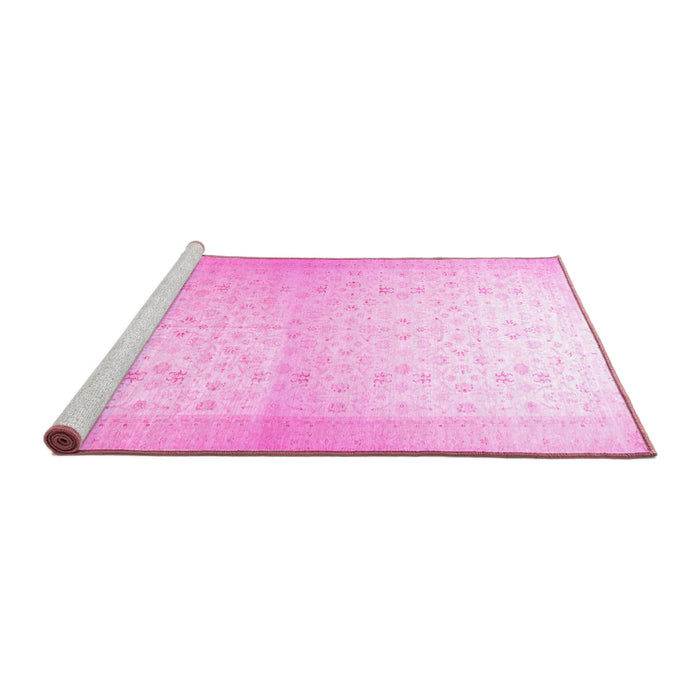Sideview of Machine Washable Oriental Pink Traditional Rug, wshabs26pnk