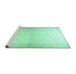 Sideview of Machine Washable Oriental Turquoise Traditional Area Rugs, wshabs26turq