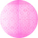 Round Oriental Pink Traditional Rug, abs26pnk