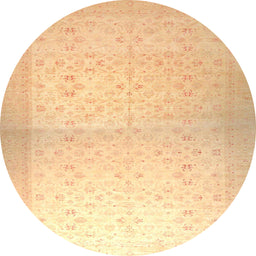 Round Abstract Mustard Yellow Oriental Rug, abs26