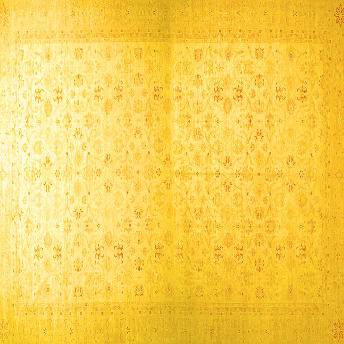 Square Machine Washable Oriental Yellow Traditional Rug, wshabs26yw