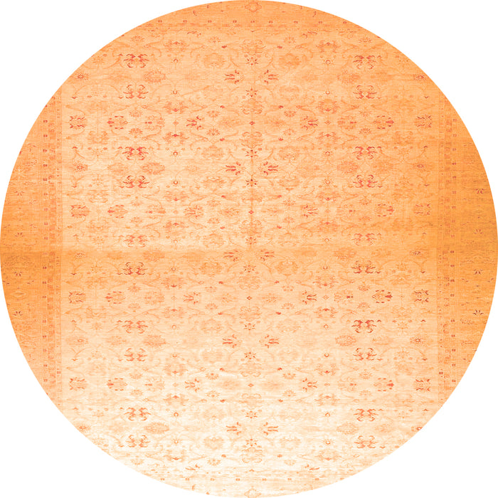 Round Oriental Orange Traditional Rug, abs26org
