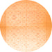 Round Oriental Orange Traditional Rug, abs26org