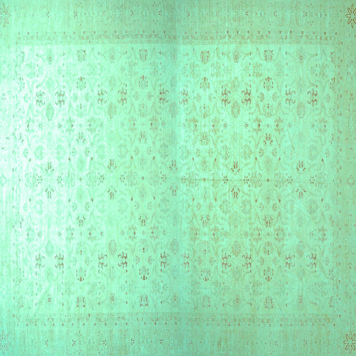 Square Machine Washable Oriental Turquoise Traditional Area Rugs, wshabs26turq