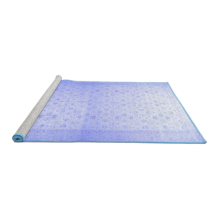 Sideview of Machine Washable Oriental Blue Traditional Rug, wshabs26blu