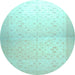 Round Machine Washable Oriental Light Blue Traditional Rug, wshabs26lblu