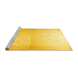 Sideview of Machine Washable Oriental Yellow Traditional Rug, wshabs26yw