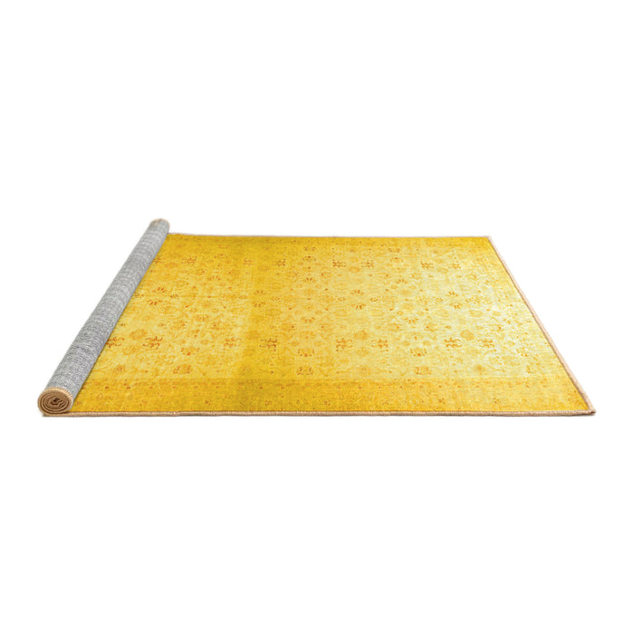 Sideview of Machine Washable Oriental Yellow Traditional Rug, wshabs26yw