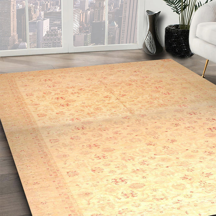 Machine Washable Abstract Mustard Yellow Rug in a Family Room, wshabs26