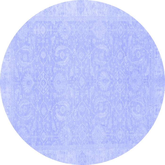 Round Machine Washable Oriental Blue Traditional Rug, wshabs2700blu