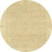 Round Abstract Chrome Gold Yellow Oriental Rug, abs2700