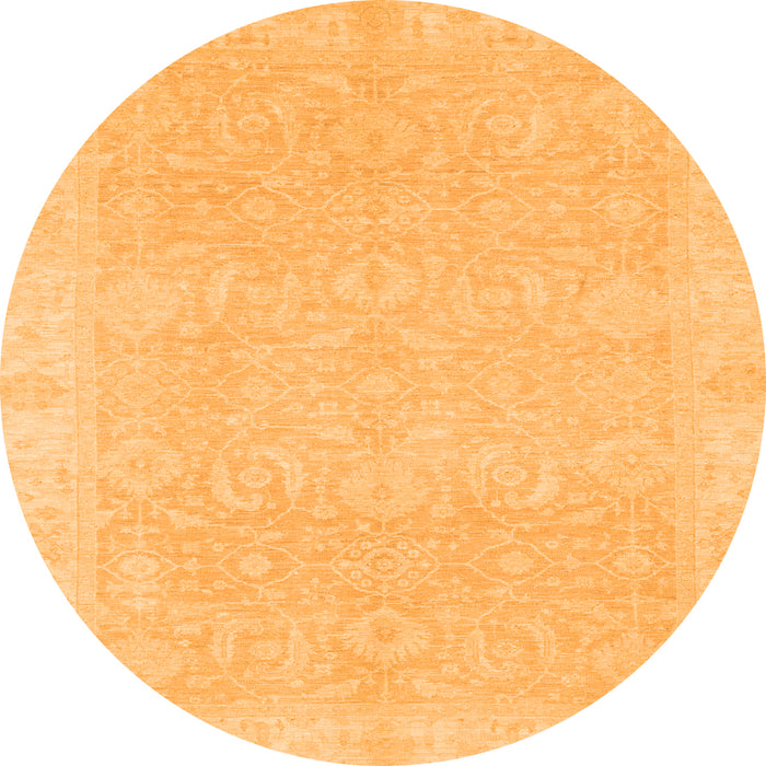 Round Machine Washable Oriental Orange Traditional Area Rugs, wshabs2700org