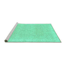 Sideview of Machine Washable Oriental Turquoise Traditional Area Rugs, wshabs2700turq