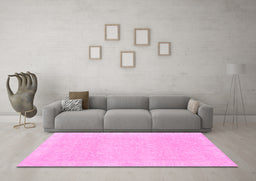 Machine Washable Oriental Pink Traditional Rug in a Living Room, wshabs2700pnk