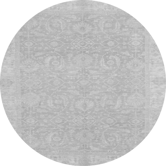 Round Machine Washable Oriental Gray Traditional Rug, wshabs2700gry