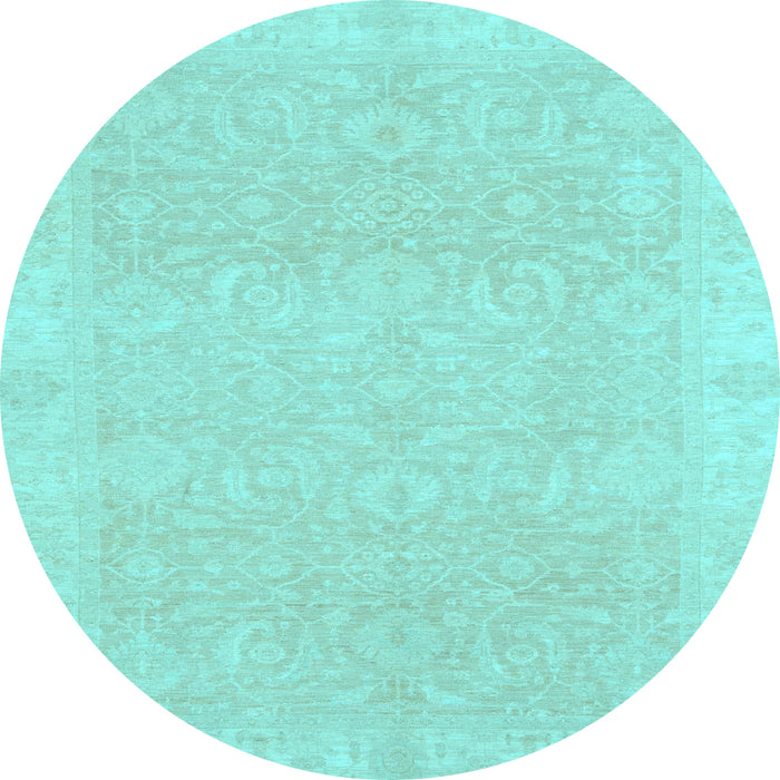 Round Oriental Light Blue Traditional Rug, abs2700lblu